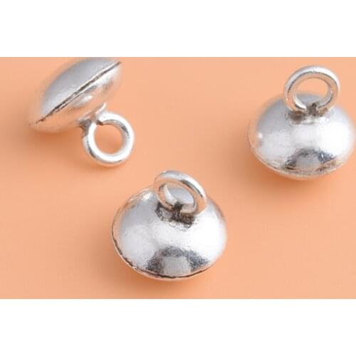 S925 Thailand Chiang Mai Manual Silver Button, oval smooth surface button, handmade DIY accessories accessories materials