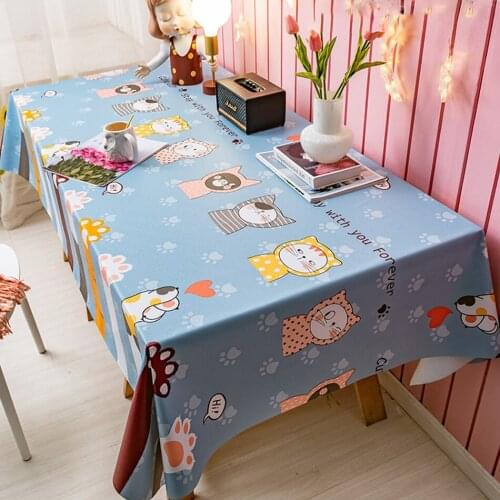 Pvc Cute Cartoon Square Table Cloth Nordic Waterproof And Oil-Proof Anti-Scalding Disposable Desk Mat Restaurant Table Runner