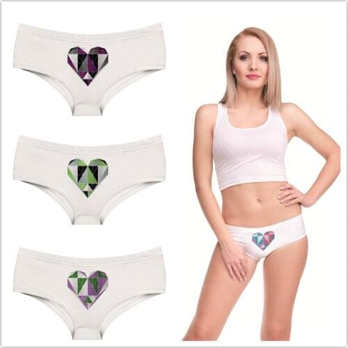 Colored Heart Diamond Cute Women Panties Lovely Pink Donut Girl Briefs Medium Waist Printed Polyester Lady Underwear