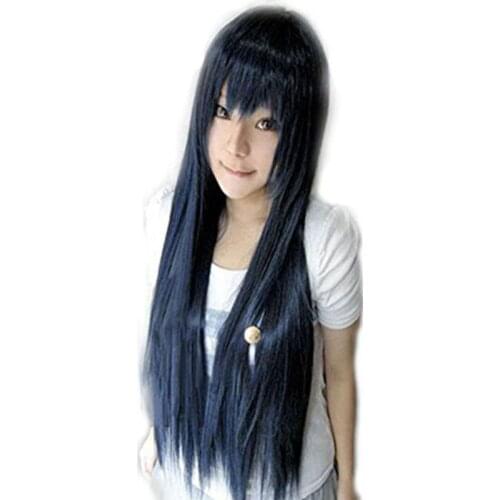 80cm Umi Dark Blue Natural Long Straight Hyuga Hinata Kuga Kyosuke Vocaloid Synthetic Cosplay Wig With Bangs +Wig Cap