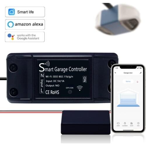 Tuya WiFi Smart Garage Door Controller Opener Sensor Smart Life/Tuya APP Remote with Alexa Echo Google Home No Hub Require