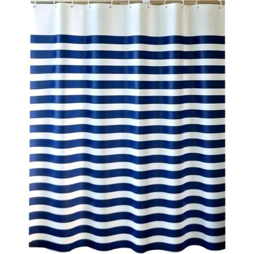Modern Blue and White Stripe PEVA Shower Curtain Moldproof Waterproof Thickening Curtains Bathroom Curtain With Hooks 180*180cm