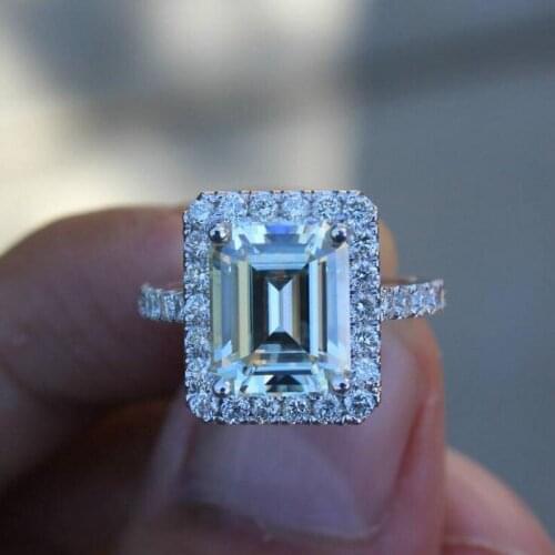 Size 5-10 Luxury Jewelry Princess Cut White Clear 5A Cubic Zirconia Eternity Women Engagement Wedding Band Ring for Lovers Gift