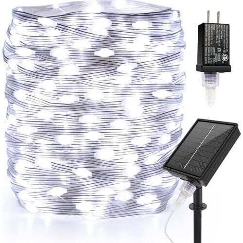 Solar Upgrade Dimmable Soft Cord Copper Wire Fairy Waterproof Strip String Lights 50M 100M Decoration Garden Party ChristmasTree