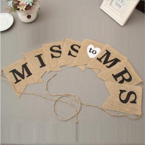 Party 2.5M Miss To Mrs Hessian Banner Hen Party Bridal Shower Wedding Decoration Accessories