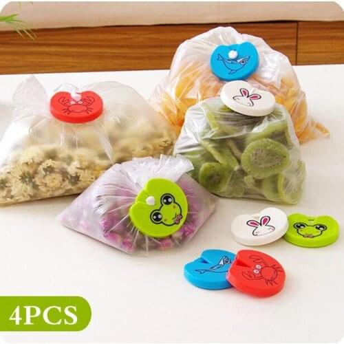 Cartoon Animal Food Freshness Sealing Clip 4 Pcs/Lot Bag Seal Clips Fridge Magnet