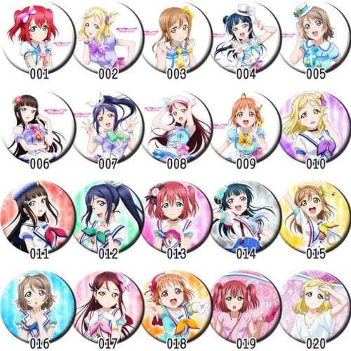 ZXFJXR 1pc 58MM Anime Love Live Sunshine Aqours Anime Kanan Chika Badges Brooch Icon
