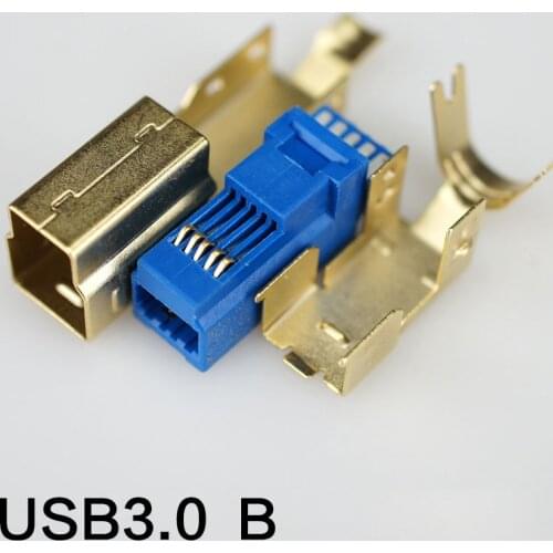 1pcs Gold plated USB3.0 USB A USB B Connector Jack Tail Sockect Connector Port Sockect For HiFi Audio Equipment DIY Three-piece