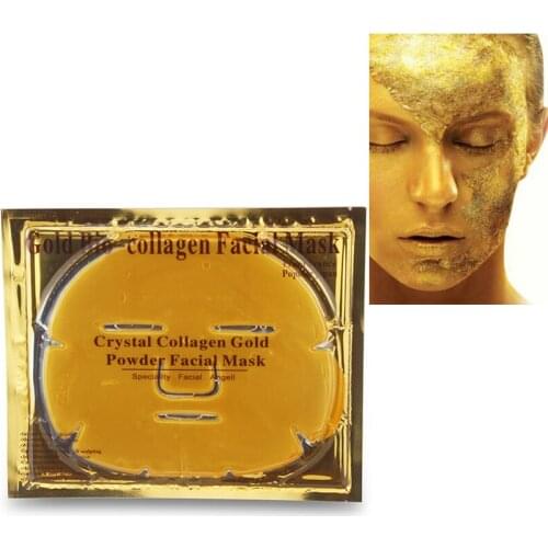 10Pcs/Lot Skin Care Facial Mask Gold Collagen Black Mask Gold Crystal Collagen Powder Moisturizing Firming Oil-Control Face Mask