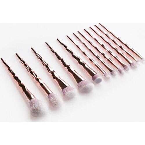 12Pcs Makeup Brushes Diamond Gold Handle Kwasten Eyebrow Eyeshadow Foundation Concealer Contour Powder Face Brush T12089