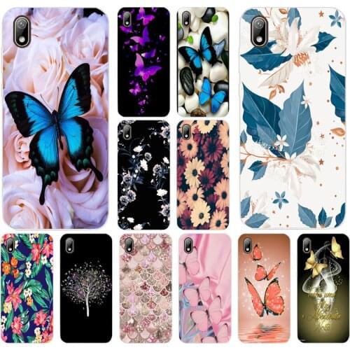 19 butterfly roses flower Silicone TPU Protective Cover Phone Case On Case For Huawei Y5 Y6 Y7 Prime 2019 Case Soft