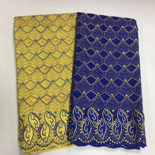 2.5yards African Swiss Lace Fabric High Quality 100%Cotton Embroidery Lace Swiss Voile Lace In Switzerland Dubai Fabric