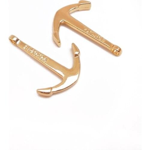2PCS Anchor Shaped Pendant DIY Bracelet Connecting Buckle for Jewelry Findings Components 14k Gold Plated Made Brass Accessories