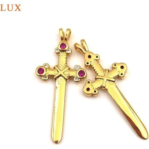 5pcs Delicate Sword Pendant for Necklace Gold Brass Plate Knife Sword Gladiator Charm Sword For Men Women Sword Pendant Necklace
