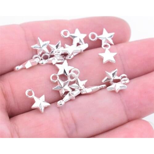 50pcs 11x8X3mm Bright Silver Plated Star Charms Pendant DIY Handmade Necklace bracelet Jewelry Accessories