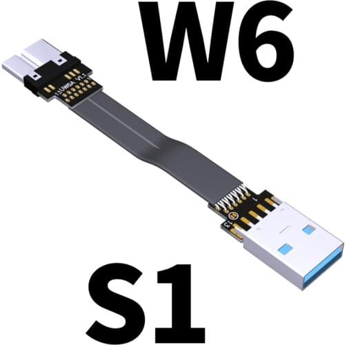ADT-Link S-W Aerial Shield USB 3.0 Flat Ribbon Cable FFC FPV USB-A to Micro B Cable Male to Female Foldable Axial Elbow Cable