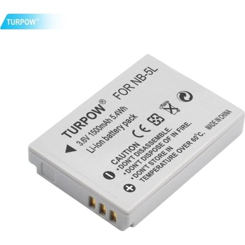 Turpow 1500mAh NB-5L NB 5L NB5L Camera Battery for Canon S110 SX200 SX210 SX220 SX230 IS HS IXUS 850 870 800 860 990 SD 950 970