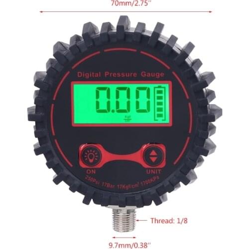 Car 0-250 PSI Digital Tire Pressure Gauge 1/8"NPT with Flashlight Motorcycle Vehicle Bicycle Bike Tyre Inflator Gauge