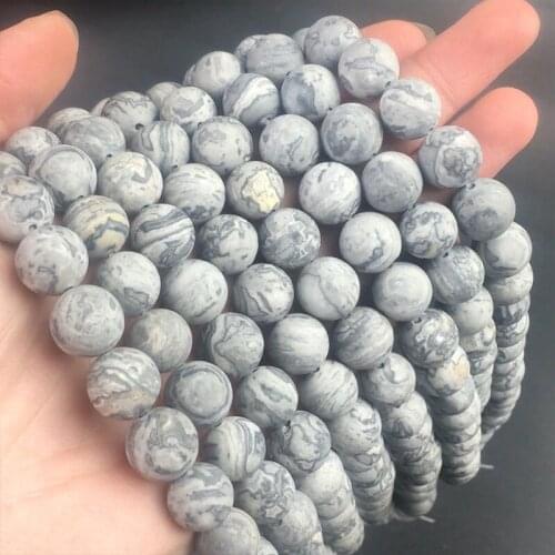 Natural Matte Map Jaspers Stone Beads Round Loose Spacer Beads For Jewelry Making DIY Bracelet Accessories 15'' 4 6 8 10 12mm