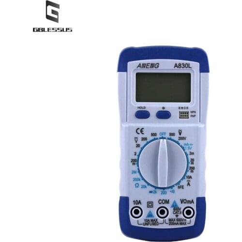Digital Multimeter AC/DC Ammeter Voltmeter Voltage Resistance Test Electrical Instrument Silicone Cover Blue Screen A830L