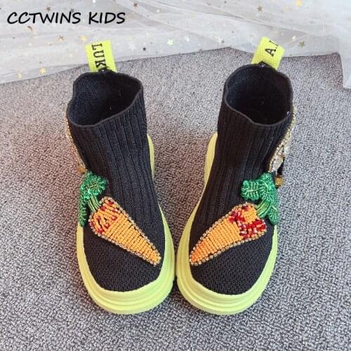 Kids Boots 2021 Autumn Girls Fashion Ankle Chelsea Boots High Top Sock Rhinestone Children Shoes Handmade Thick Sole Platform