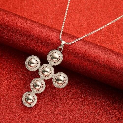 Ethiopian Big Cross Pendant Necklaces for Women Eritrea Jewelry Africa Ethnic Pendant Necklace Jewelry