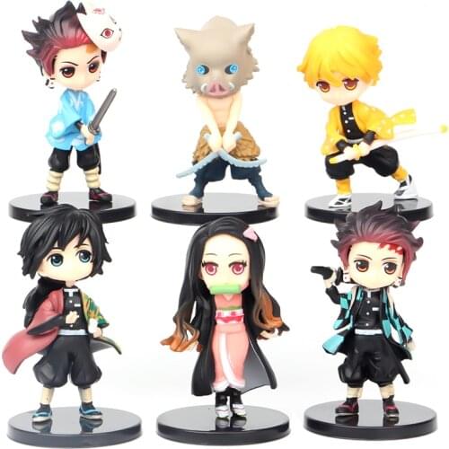 Anime Demon Slayer Figure Kamado Tanjirou Nezuko Action Figures PVC Model Toys Zenitsu Figurine Inosuke Kimetsu No Yaiba Figura