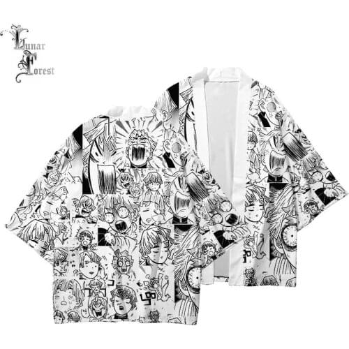 Zenitsu Funny Anime Face Printing Kimono Haori Cosplay Women/Men Fashion Summer Casual Short Sleeve Streetwear
