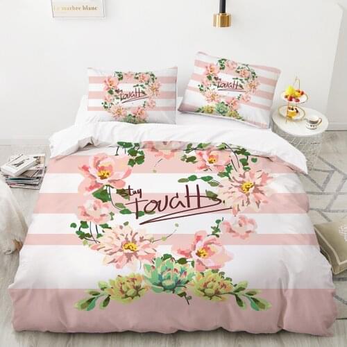 King size bedding set duvet cover set bed linen 2 sp 240*220 Queen King nordic covers for bed of 150 pink flowers drop ship
