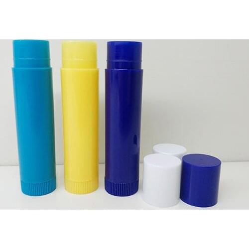 New Mini Sample 4ml Blue Yellow Lip Balm Container Eco Friendly Plastic Empty DIY Oval Face Lip Rouge Lipstick Tubes 1000pcs/lot