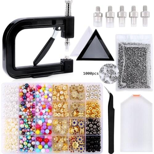 Pearl Setting Machine Pearl Rivet Buttons Handmade Tools For Hats/Shoes/Clothes/Bags/Skirt Setting Black Machine DIY Accessories
