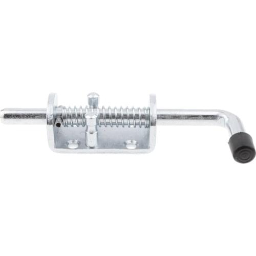 Metal Lock Barrel Bolt Spring Loaded Latch With Grip Heavy Duty - Silver and Black, 172mmx12mm