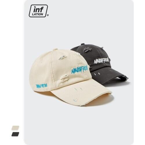 INFLATION Fashion Baseball Cap Unisex Distressed Ripped Hole Adjustable Snapback Hat Men Summer Outdoor Hip Hop Caps Men