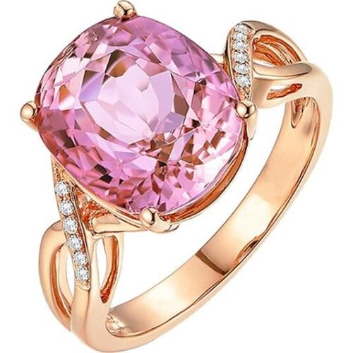 Fashion Natural Pink Crystal Engagement Ring Romantic Women Give Friends Birthday Gifts