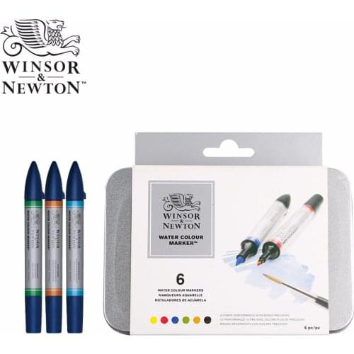 Winsor & Newton Watercolor Marker Pen Set Soft Water Colour Brush Markers 6 Colors 12 Colors Cotman Ink
