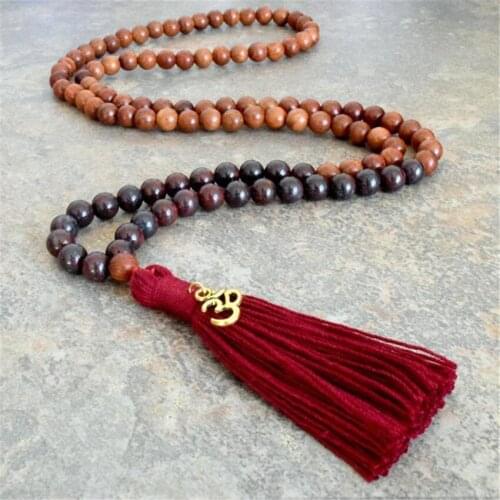 Natural Color Stone 108 Beads Handmade Tassel Necklace Spiritua Spirituality Religious Yoga Prayer Buddhism