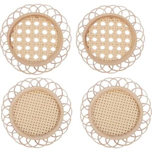 Rattan Placemat Cup Holder Vintage Drink Coasters Floret Shape Tea Pot Placemats Korean Style Home Dining Table Decor CNIM Hot