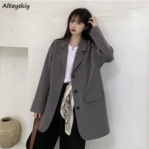 Casual Blazers Students Daily Loose Retro Stylish Single-breasted High Quality Korean Style All-match College Clothes Cozy Mujer