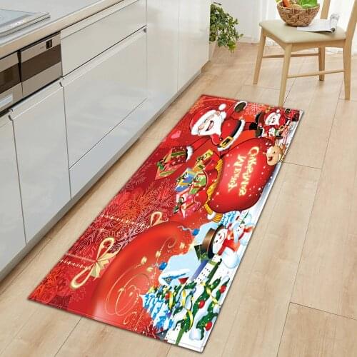 Christmas Kitchen Mat Bedroom Entrance Doormat Home Hallway floor Decoration Living Room Carpet Bathroom Non-slip Absorbent Rug