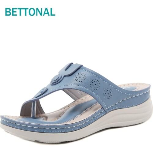 BETTONAL 2021 summer wedge slippers women shoes flip flop Comfortable soft big size 41 42 woman slides sandals ladies female