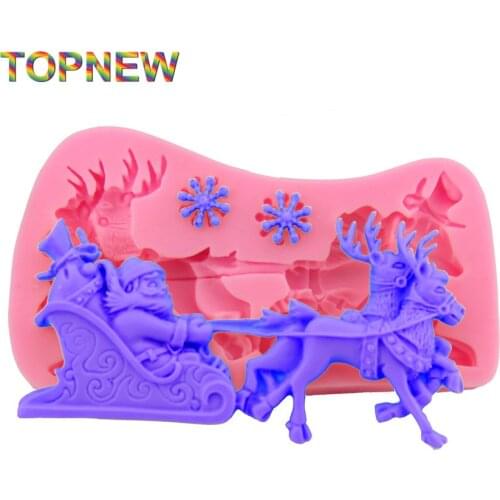Santas Sleigh Elk Shape Fondant Silicone Mold Cake Decorating Tools 2808