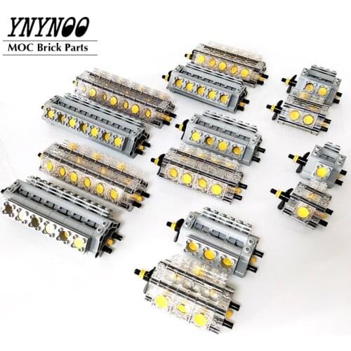 Technical Parts Kit V2 V4 V6 V8 V10 V12 V14 Engine Cylinder Building Blocks Bricks Model for High-tech Cars DIY Educational Toys