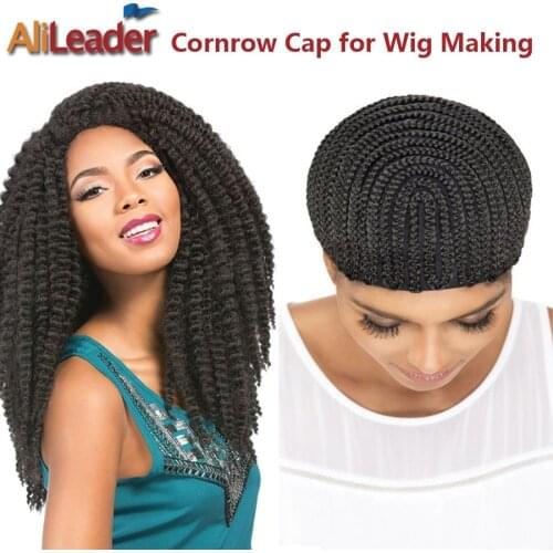 AliLeader Products Crochet Braided Wig Caps 5Pcs/Lot Black Cornrow Wig Caps For Making Wigs With Band 52-66Cm Stretching