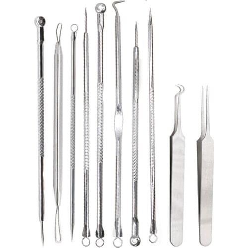 Blackhead Extractor Acne Needles Black Dots Cleaner Acne Blemish Remover Needles Tweezers Clip Set Spots Pore Face Cleanser Tool