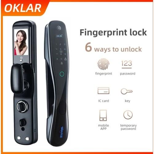 OKLAR Smart Door Lock Safe Digital Lock Biometric Fingerprint Lock Built-in Screen Phone APP Quickly Unlock