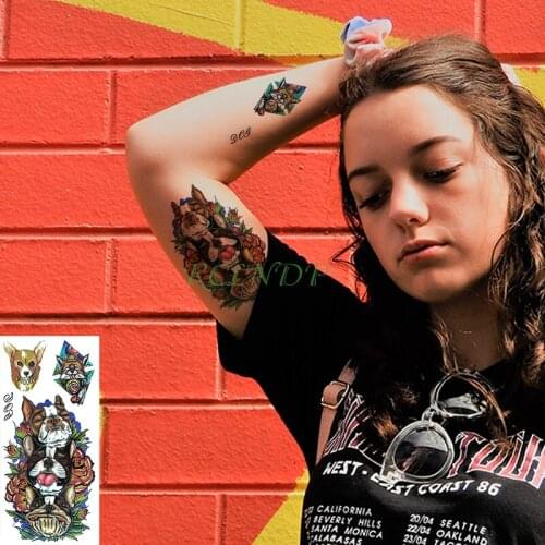 Waterproof Temporary Tattoo Sticker Shar Pei dogs cat animal tatto stickers flash tatoo fake tattoos for kid girl Men women