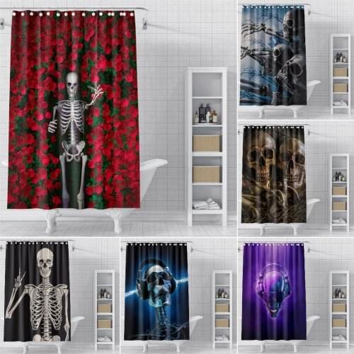 3D Printed Skulls Pattern Shower Curtain Waterproof Fabric Bathroom Curtain Skeleton Shower Curtains Bath Cover Home Decor