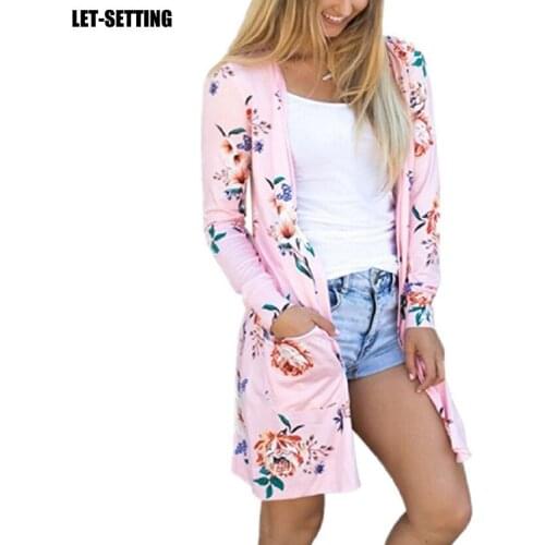 New fashion floral cardigans coat long sleeve loose tops casual printed cardigan long sleeve woman kimono shirt S-XL