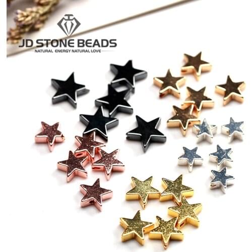 Gold Color hematite Star Shape Beads Size 6 8mm High Quality Black Gemstone Accessory For Jewelry Making