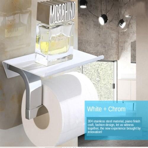 Golden Toilet Paper Holder Wall Mounted Tissue Roll Hanger SUS Stainless Steel Phone Platform Bathroom Hardware Set Matte Black